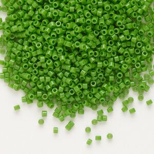 Seed bead, Delica&reg;, glass, pkg/250g, #11 round, opaque green (DB-0724).