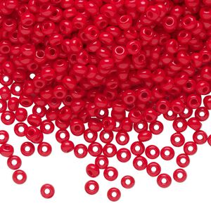 Seed bead, Preciosa Ornela Czech glass, pkg/500g, #8 rocaille, opaque red, (93190).