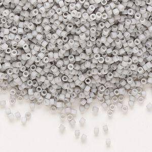 Seed bead, Delica&reg;, glass, pkg/7.5g, #11 round, opaque matte glazed light smoke (DB-1518).