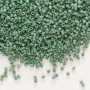 Seed bead, Delica&reg;, glass, pkg/7.5g, #11 round, opaque matte rainbow turtle green (DB-2311).