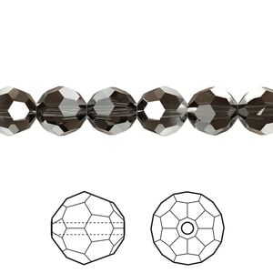 Bead 12pk crystal silver night, Crystal Passions&reg; 8mm round 5000