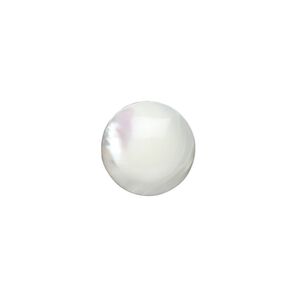 Cabochon, mother-of-pearl shell (bleached), white, 14mm calibrated round. Sold per pkg of 2.