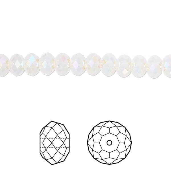 Bead 360pk white opal shimmer 2X, Swarovski&reg; 6x4mm rondelle 5040 image number 0