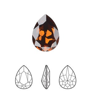 Fancy stone 1pkg1 smoked topaz foil back, Crystal Passions&reg; Regenerated 18x13mm pear 4320