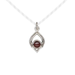 Drop 1pkg1, antiqued sterling silver and garnet (natural), 13.5x9mm marquise