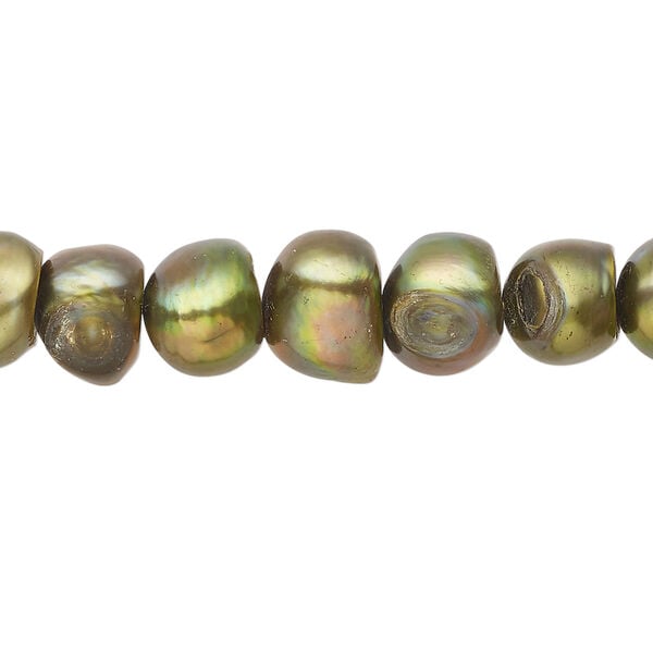 Freshwater pearl 1pkg1, flat-sided potato / semi-round, 15.5-16 inch iris bronze 8-11mm cultured image number 0