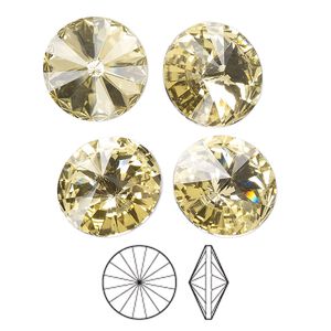 Chaton 4pk jonquil foil back, Preciosa MAXIMA Czech crystal rhinestone 14mm rivoli