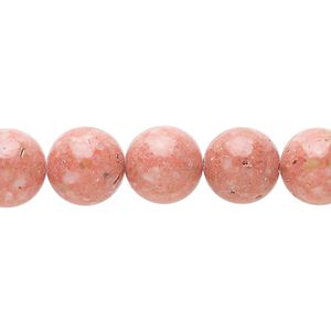 Multi-gemstone / mother-of-pearl shell / resin 1pkg1, round bead 15 inch salmon 9-11mm
