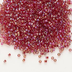 Seed bead, Delica&reg;, glass, pkg/7.5g, #11 round, translucent rainbow dark cranberry (DB-1242).