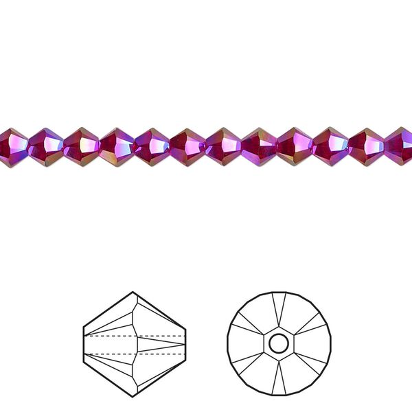 Bead 48pk Siam shimmer 2X, Crystal Passions&reg; 4mm bicone 5328 image number 0