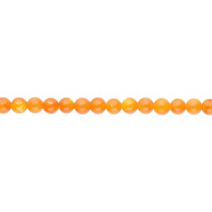 Mother-of-pearl shell 1pkg1, round bead 15.5 to 16 inch orange 3mm