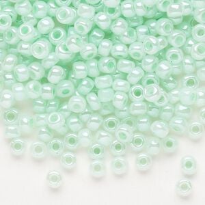 Seed bead, Dyna-Mites&trade;, glass, opaque ceylon pastel sea foam, #6 round. Sold per 1/2 kilogram pkg.