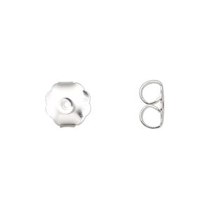 Earnut 1pkg12 sterling silver, 9mm scalloped round / monster, 6 pair