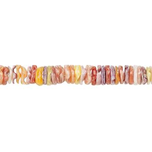 Bead, sea scallop shell (natural), 6x1mm-6x2mm hand-cut heishi, Mohs hardness 3-1/2. Sold per 15-1/2" to 16" strand.