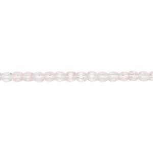 Bead, Czech fire-polished glass, clear and pink, 3mm faceted round. Sold per 16-inch strand, approximately 130 beads.