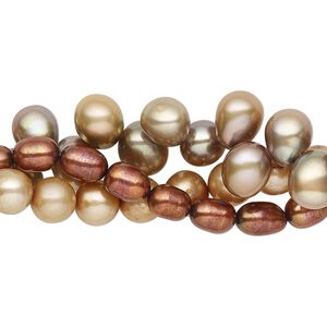 Pearl mix, cultured freshwater (dyed), multi-brown, 3mm-8x7mm mixed shapes with 0.4-0.6mm hole, D grade, Mohs hardness 2-1/2 to 4. Sold per (3) 14-inch strands.