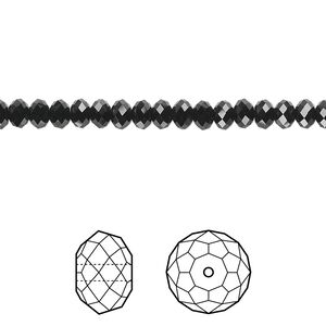 Bead 720pk jet, Swarovski&reg; 4x3mm rondelle 5040