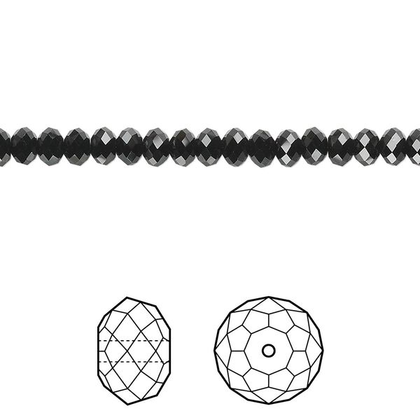 Bead 720pk jet, Swarovski&reg; 4x3mm rondelle 5040 image number 0