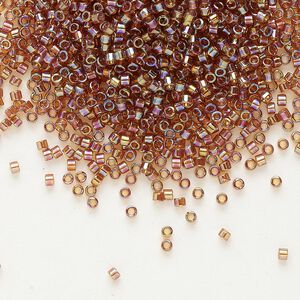Seed bead, Delica&reg;, glass, pkg/7.5g, #11 round, translucent rainbow topaz (DB-0170).
