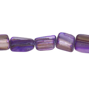 Mother-of-pearl shell 1pkg1, stick bead 15 inch royal purple 9x7mm-13x9mm