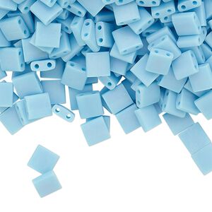 Seed bead, TILA&reg;, glass, pkg/10g, 5mm full tila square, opaque matte rainbow robin's egg blue (TL-413FR).