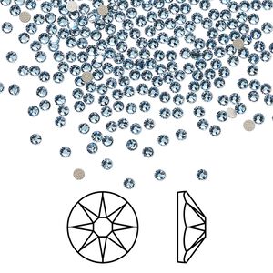 Flat back 144pk cool blue foil back, Crystal Passions&reg; Regenerated 1.7 to 1.9mm rose round SS5 2058