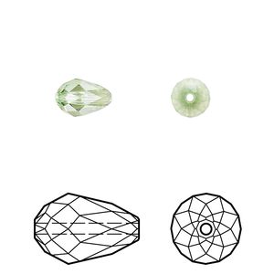 Bead 24pk peridot, Crystal Passions&reg; Regenerated 9x6mm teardrop 5500
