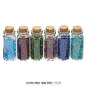 Component, glass and cork, clear, 50x22mm bottle with stopper. Sold per pkg of 24.