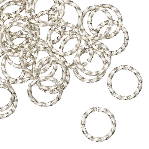 Jump ring 1pkg50 nickel silver, 10mm hand-cut twisted round, 16 gauge / 7.5mm inside diameter image number 0