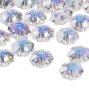 Bead 12pk crystal AB, Preciosa Czech crystal 12x4mm loch flower