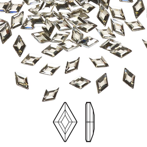 Flat back 288pk crystal silver shade foil back, Swarovski&reg; 6.6x3.9mm diamond 2773 image number 0