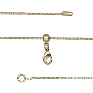 Chain 1pkg1 box, 0.9mm / lobster claw clasp, gold-finished brass adjustable 16-23.5 inch
