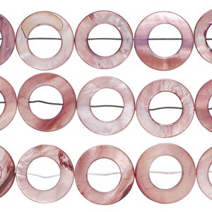 Mother-of-pearl shell 1pkg1, donut bead 15 inch light plum 20mm
