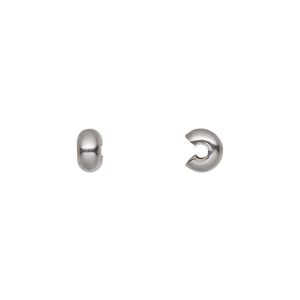 Crimp cover, stainless steel, 5mm round. Sold per pkg of 500.