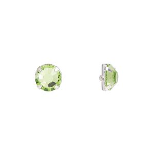 Bead 288pk rose montees peridot silver plate, Preciosa Czech crystal 6.32-6.5mm round SS30