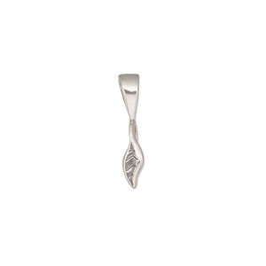 Bail, ice-pick, antiqued sterling silver, 10x4mm with leaf, 5mm grip length. Sold individually.