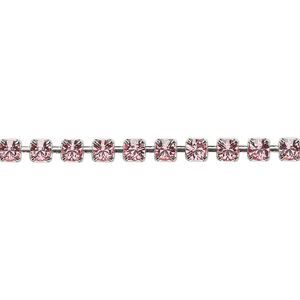 Cupchain, Vintage Crystal&trade;, imitation rhodium-plated brass, light rose, 3.2mm round. Sold per 1-meter section.