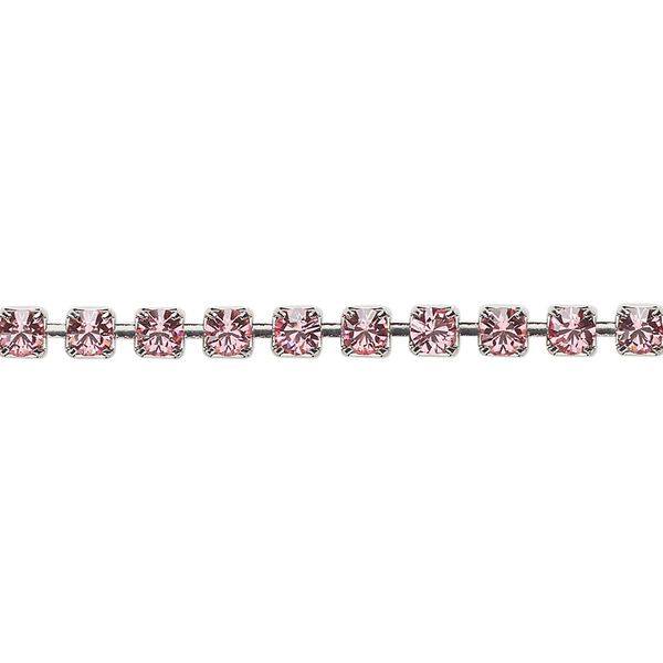 Cupchain, Vintage Crystal&trade;, imitation rhodium-plated brass, light rose, 3.2mm round. Sold per 1-meter section. image number 0