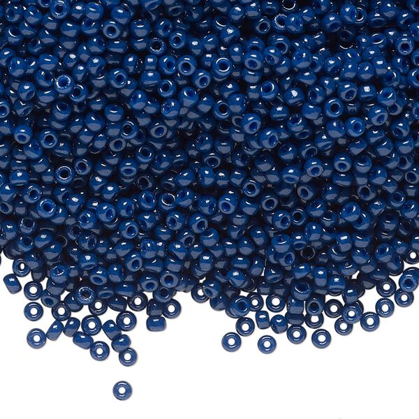Seed bead, Miyuki, glass, pkg/25g, #11 rocaille, Duracoat&reg; opaque outside dyed navy blue, (RR-4493). image number 0