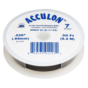 Beading wire, Acculon&reg;, nylon-coated stainless steel, black, 7 strand, 0.026-inch diameter. Sold per 30-foot spool.