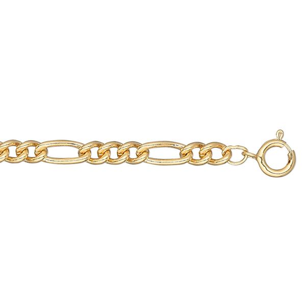 Chain 1pkg1 12Kt gold-filled figaro, 3.5mm / springring clasp, 24 inch image number 0