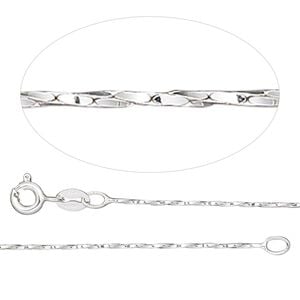Chain 1pkg1 sterling silver cable, 0.65mm twisted / springring clasp, Gossamer&trade; 16 inch