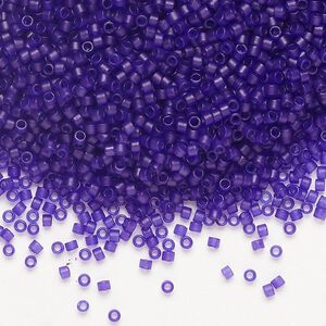 Seed bead, Delica&reg; 1pkg250g glass, #11 round, translucent matte dark purple aqua / outside dyed (DB-0785)