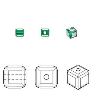 Bead 48pk majestic green, Crystal Passions&reg; 4mm cube 5601