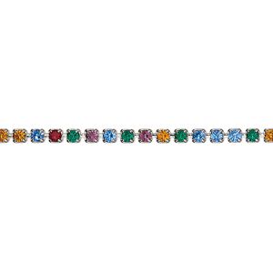 Cupchain, VINTAGE Crystal&trade;, imitation rhodium-plated brass and crystal, mixed colors, 2.2mm round. Sold per pkg of 1 meter.