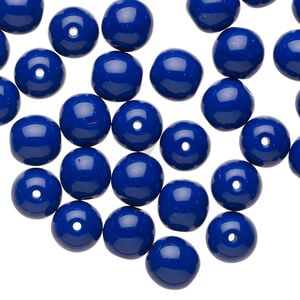 Bead 1pkg50, Czech glass druk, opaque dark blue, 8mm round.