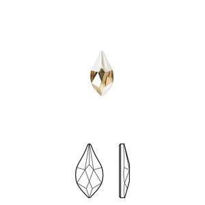 Flat back 144pk crystal golden shadow foil back, Swarovski&reg; 10x5mm flame 2205