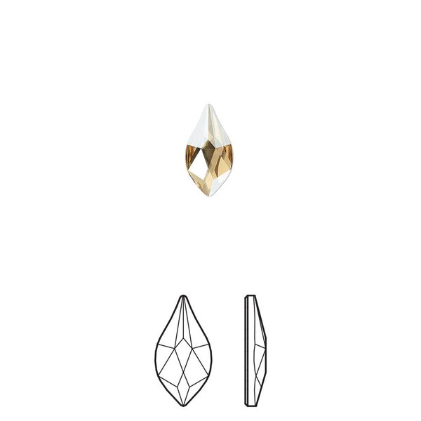 Flat back 144pk crystal golden shadow foil back, Swarovski&reg; 10x5mm flame 2205 image number 0