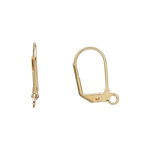 Ear wire leverback 1pkg500 gold-plated, 17.5mm / open loop, brass 250 pair