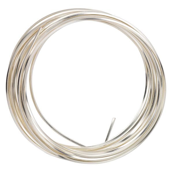 Wire, ParaWire&trade;, silver-plated copper, square, 18 gauge. Sold per 4-yard section. image number 0